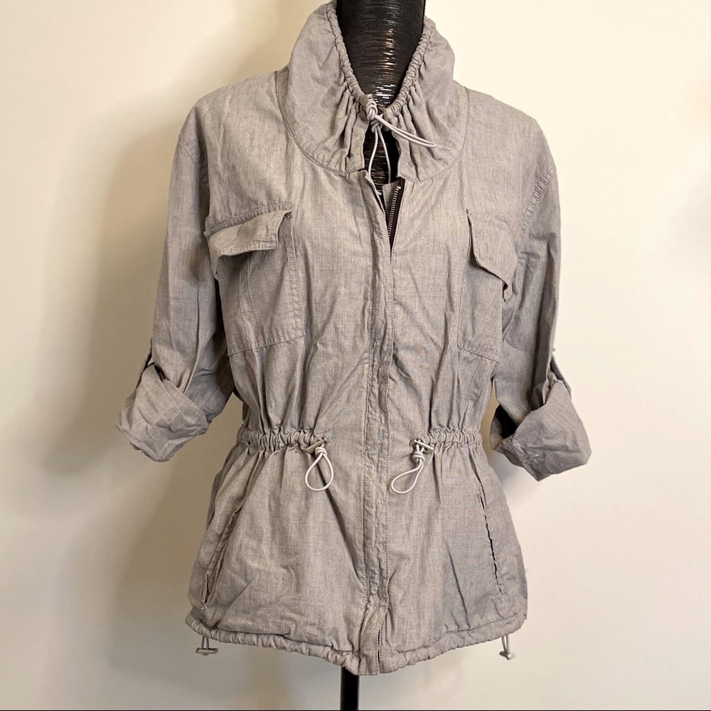 KENNETH COLE Zip-Up Jacket Heather Grey Pockets XS